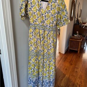 Uncle Frank Yellow and Blue Floral Maxi Dress
